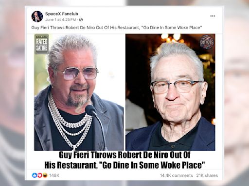 Guy Fieri Threw Robert De Niro Out of His Restaurant?