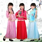 兒童古裝演出服女童民國小姐學生裝女童小鳳仙戲服古筝服