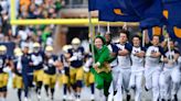 First female Notre Dame Leprechaun at football game appears