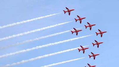 What time will you be able to see the Red Arrows over Greater Manchester on Sunday?