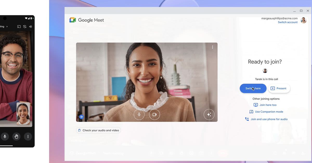 Google Meet now lets you switch devices without hanging up