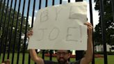 Crowds gather outside White House after President Joe Biden leaves race