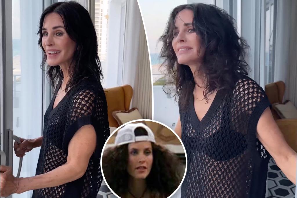 Courteney Cox recreates famous ‘Friends’ scene as she battles frizzy hair in humid Miami