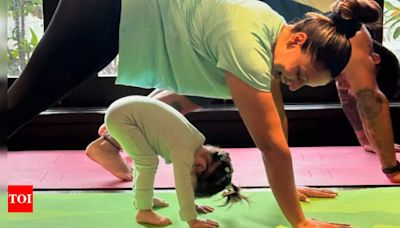 Bipasha Basu's family yoga with Karan Singh Grover and daughter Devi steals the spotlight | Hindi Movie News - Times of India