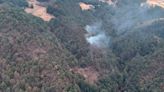 Por aire y tierra atienden incendio forestal en Angangueo