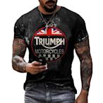 Triumph男士3D印t恤復古風格滌綸短袖圓領夏季t恤大尺碼2023新品-真男人專賣店