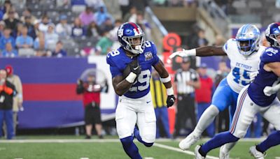 Giants Rookie RB Tyrone Tracy, Jr. Carted Off Field with Right Ankle Injury