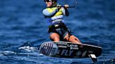 ...Moroz in action during Day Six of the Paris 2024 Sailing Test Event at Marseille Marina at Marseille Marina on July 14, 2023, in Marseille, France...