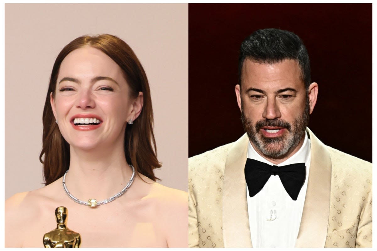 Emma Stone reacts to reports she called Jimmy Kimmel a vulgar word at the Oscars