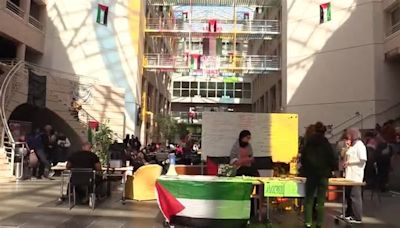 Concentración de estudiantes propalestinos en la Universidad de Ginebra