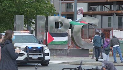 Pro-Palestinian protesters block off major intersection at UBC