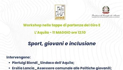 L’Aquila, partenza del Giro-E. Un workshop sullo Sport, giovani e inclusione