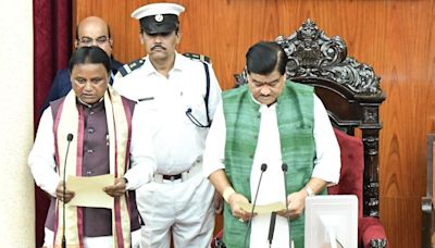 Mohan Charan Majhi, BJD chief Naveen Patnaik take oath