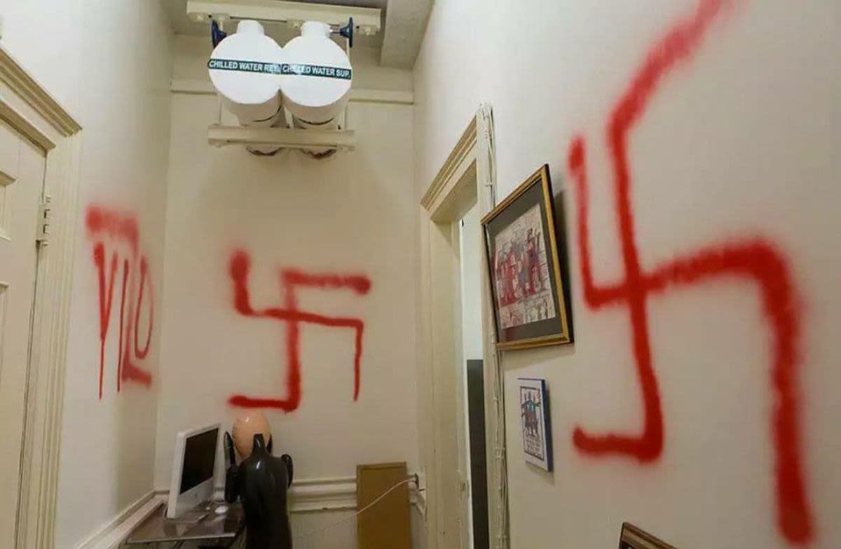 Fact Check: Picture Shared Amid 2024 Protests Shows Swastikas Spray-Painted in Columbia University Office. Here's the Missing Context
