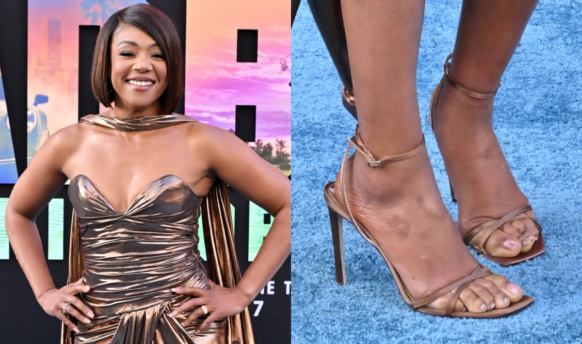 Tiffany Haddish Brings the Glam to ‘Bad Boys: Ride or Die’ in Metallic Dress & Strappy Sandals