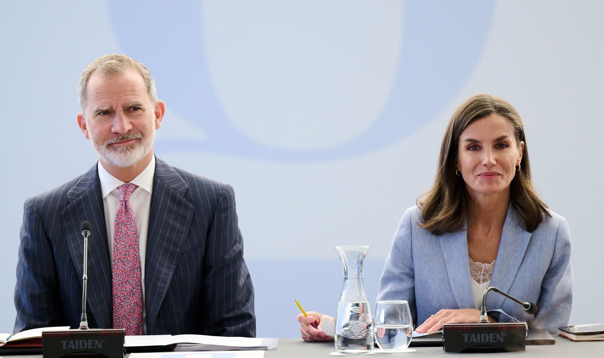 Queen Letizia Embraces Her Latest Power Suit Moment in Powder Blue for Royal Engagement With Husband King Felipe VI of Spain