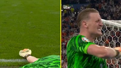 New footage shows how Pickford was every England fan celebrating Watkins winner