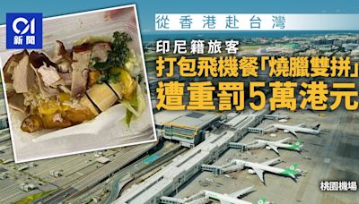 遊台注意｜從香港赴台灣 旅客打包飛機餐「燒臘雙拼」遭重罰5萬