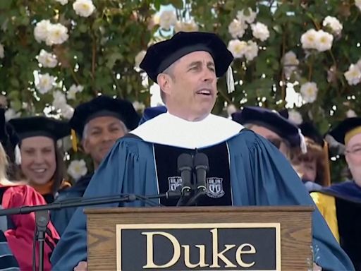Duke students protesting the Israel-Hamas war walk out of Jerry Seinfeld commencement speech