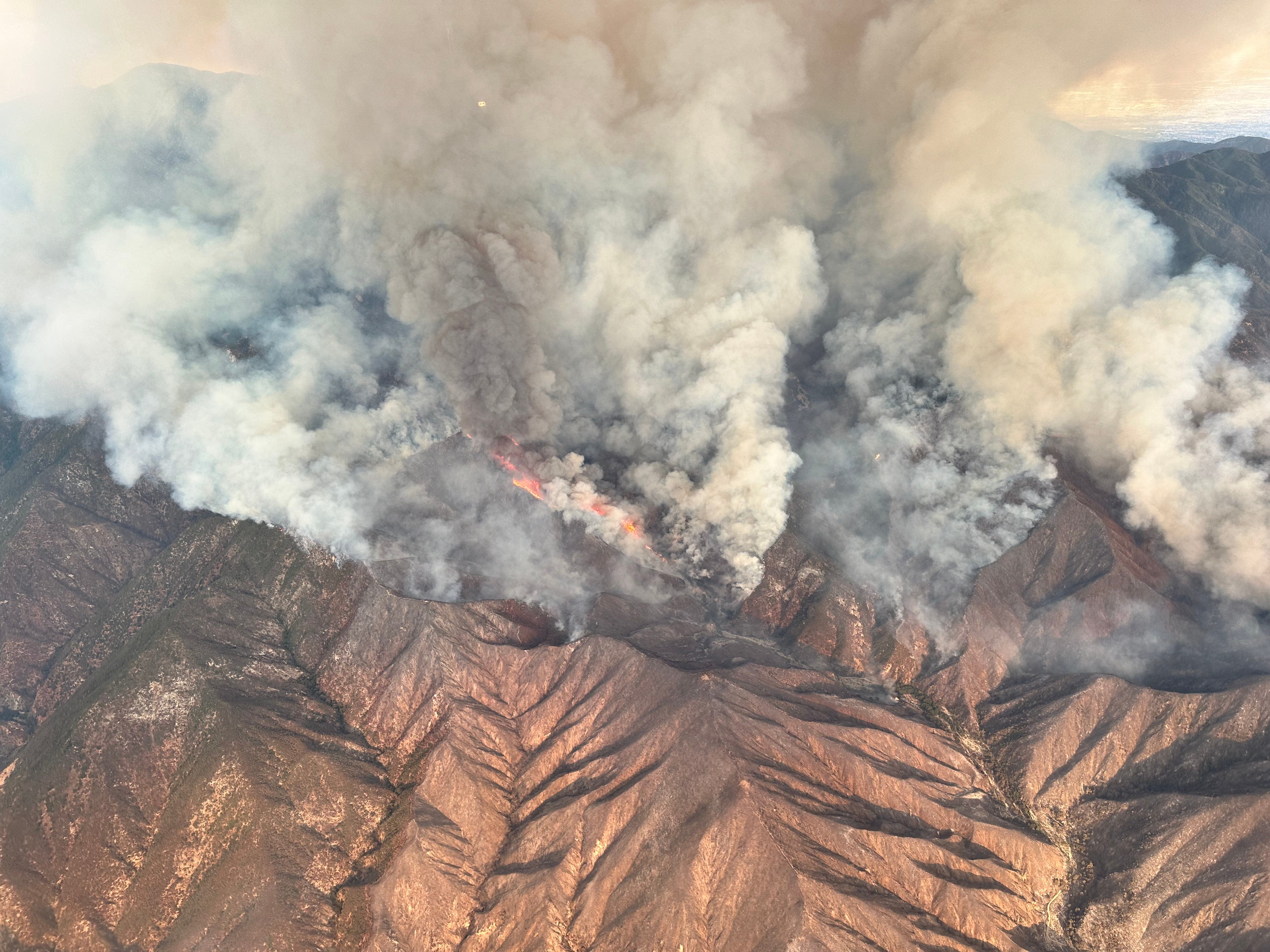 Bridge Fire spreads toward Mt. Baldy area in Angeles National Forest