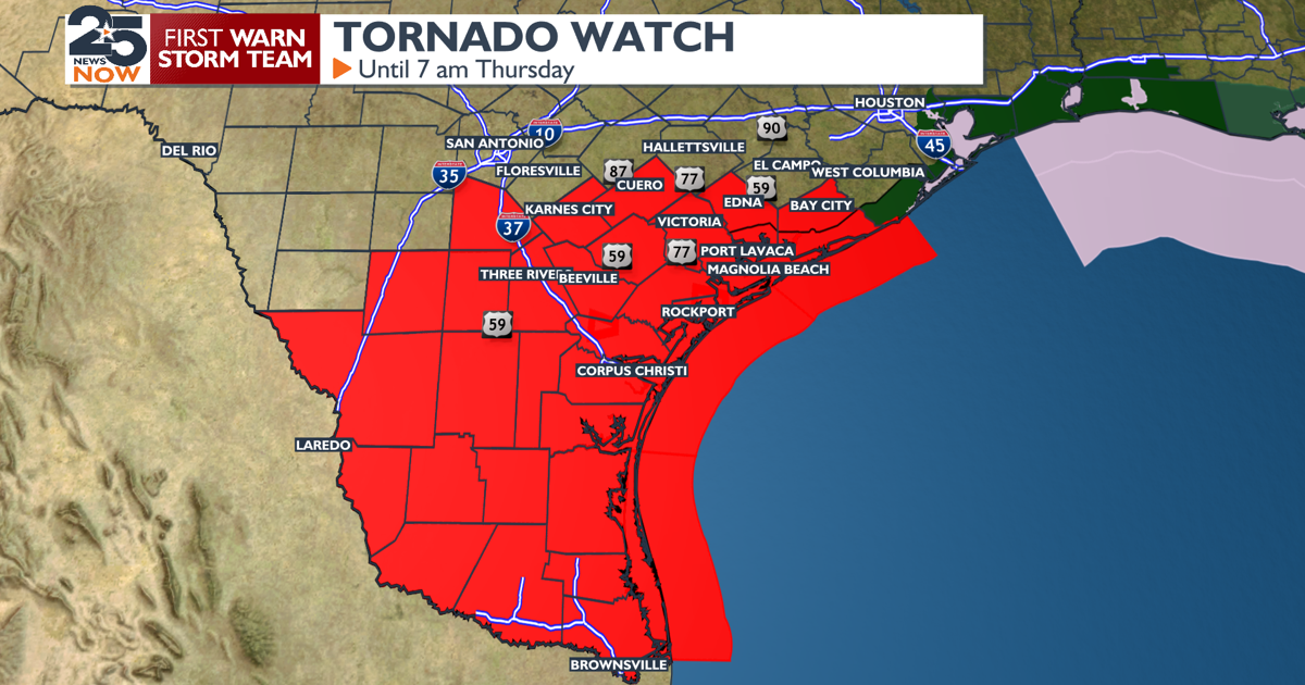 As of 7:40 pm....A tornado watch is in effect.