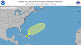 National Hurricane Center showing tropical disturbance southeast of Florida