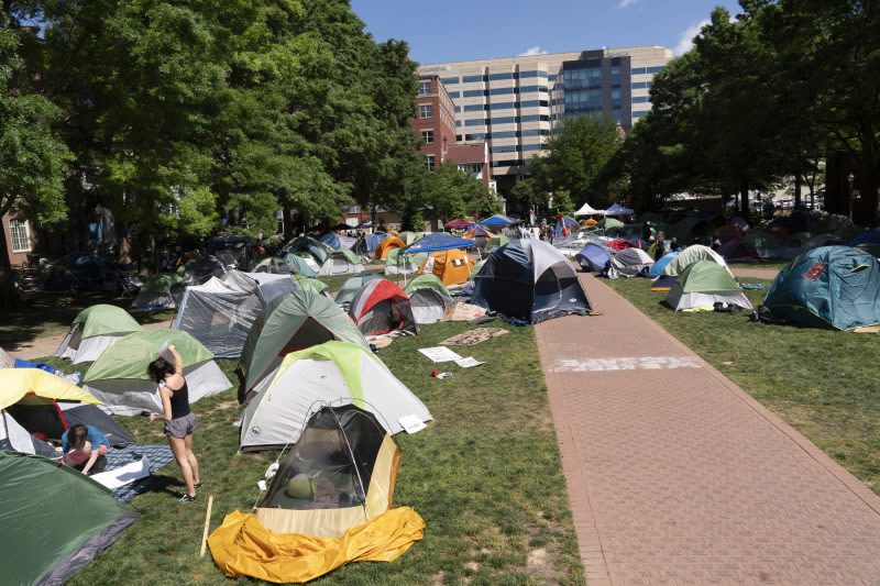 Pro-Palestinian protest at George Washington University enters 9th day; police took down Palestinian flags put up by students