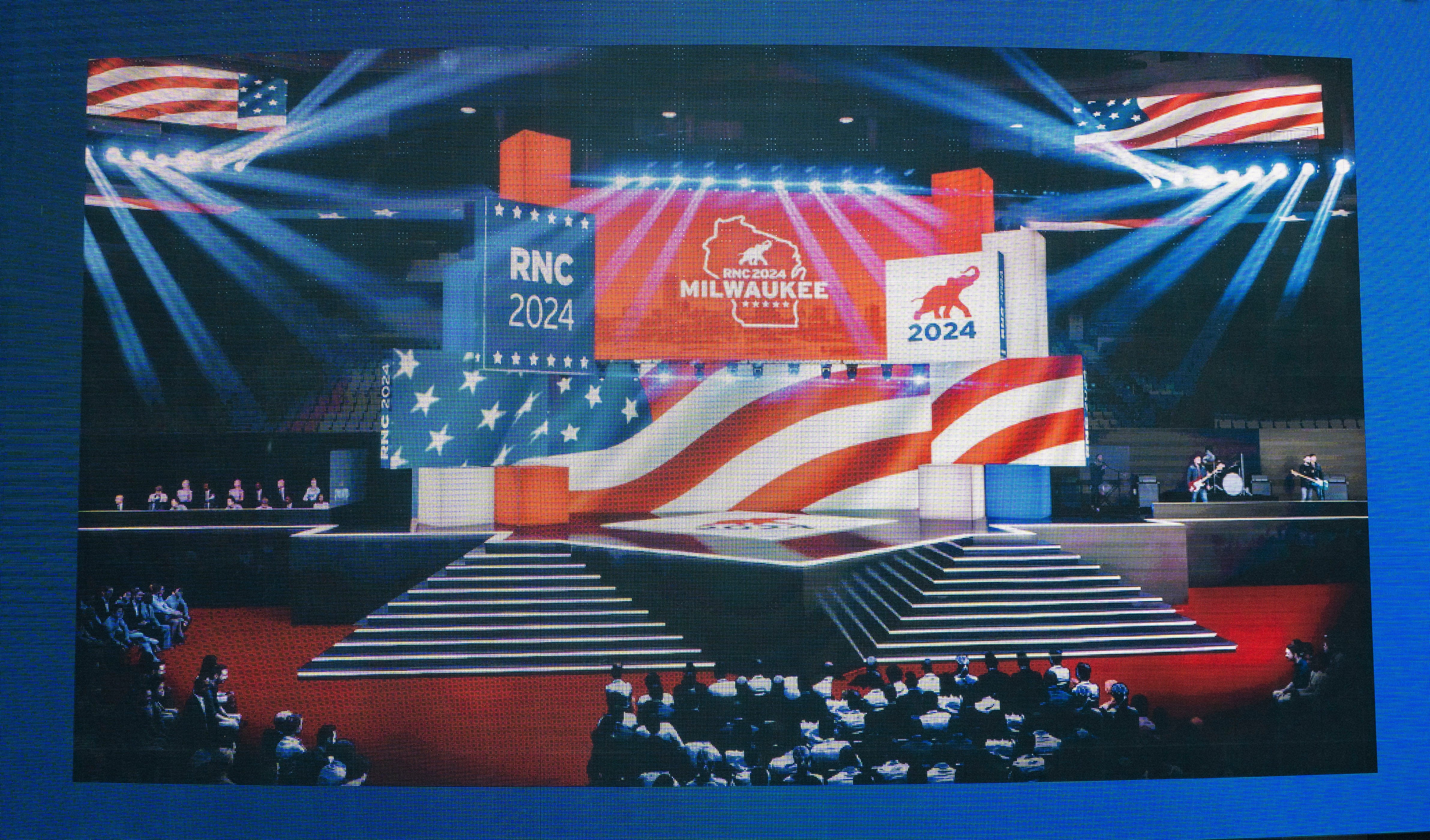 Republican National Convention stage design at Milwaukee's Fiserv Forum unveiled