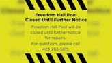 Freedom Hall Pool in Johnson City closed until further notice due to needed repairs