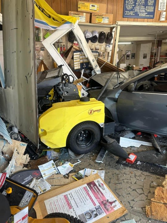 Selma business owner speaks about car crashing through his lawnmower store during police chase