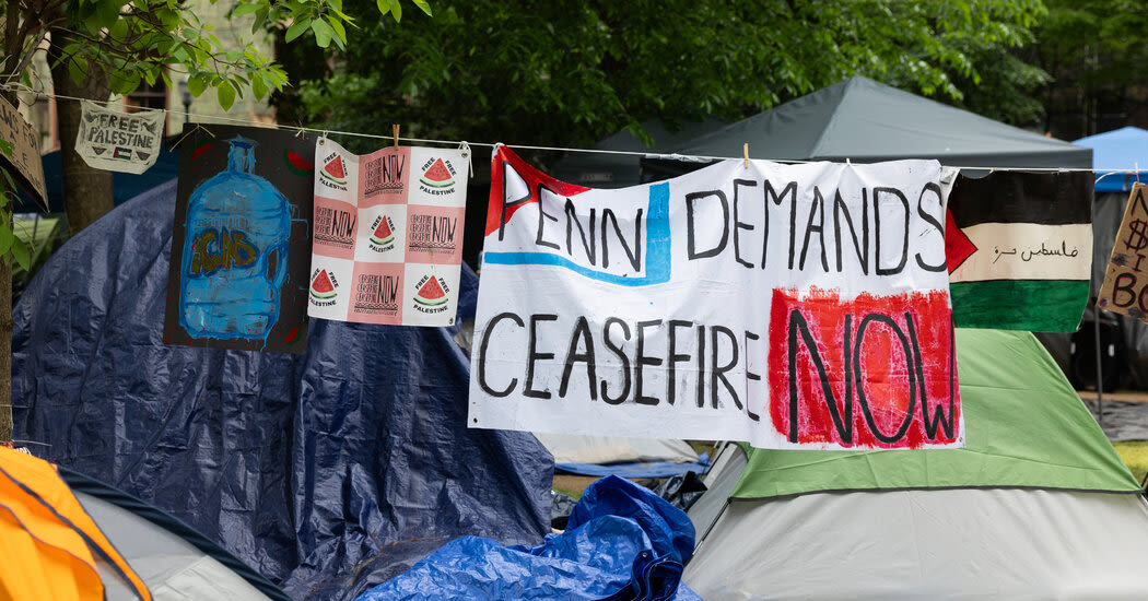 Pro-Palestinian Encampment at Penn Grows as Commencement Nears
