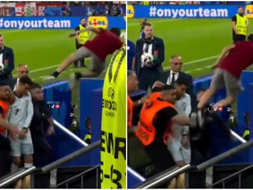 Un fanático de Cristiano Ronaldo se tiró desde la tribuna para abrazarlo y casi termina en tragedia