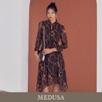 現貨【MEDUSA 曼度莎】復古鎖鏈印花雪紡洋裝（M-XL）｜長洋裝 連身長裙