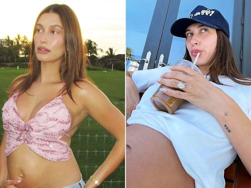 Pregnant Hailey Bieber Shows Off Bare Baby Bump from Tropical Getaway with Justin Bieber