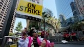 Workers strike at major Southern California hotels over pay and benefits