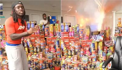 Streamer explota fuegos artificiales en habitación