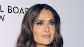 Salma Hayek Is 'A True Beauty' In A Plunging Fringe Maxi Dress And Blazer