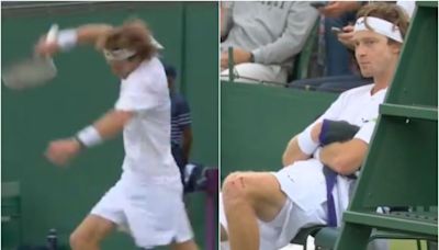 Así fue el momento en que Rublev “enloqueció” contra Comesaña en Wimbledon: ataque de furia y una rodilla lastimada