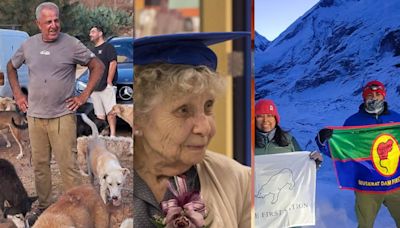 Finally, some good news: Lebanese man risks life to save abandoned pets, 99-year-old veteran graduates, and First Nation couple proudly wave flag at Everest