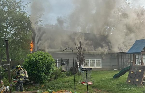 PHOTOS: Lightning strike sparks house fire in northern Mecklenburg County: Fire Dept.