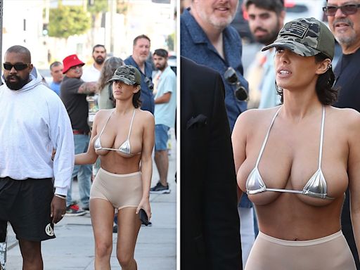 Bianca Censori Wears Tiny Bikini Top to Lunch with Kanye West