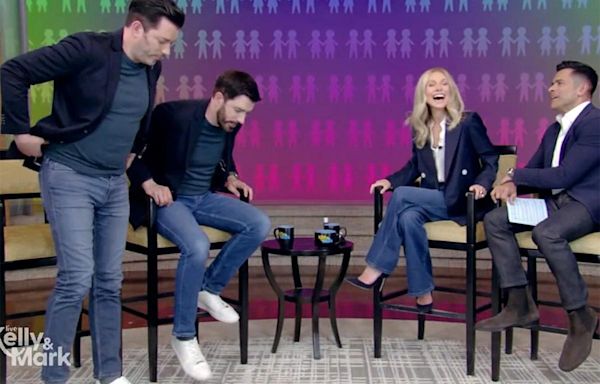 The 'Property Brothers' spice up 'Live with Kelly and Mark' by jokingly insinuating that the only way to tell them apart is by their penis size