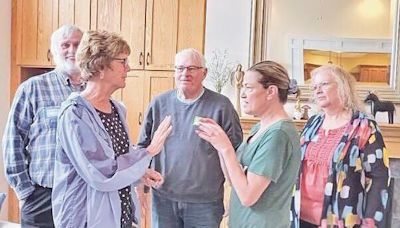 For District 2, Sarah Corkery speaks to voters in West Union