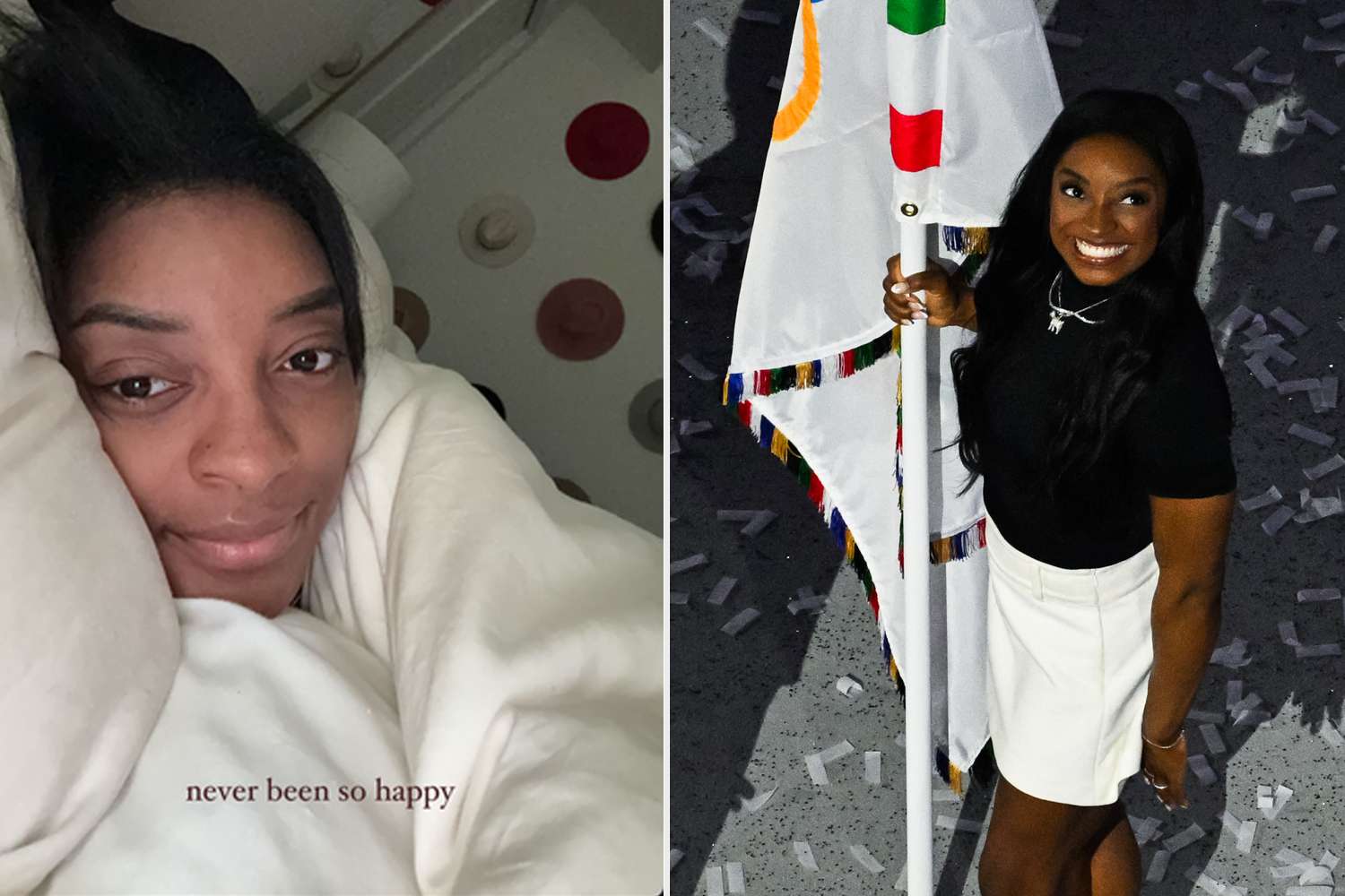 Simone Biles Shares Makeup-Free Selfie from Bed as She Ditches Paris Olympics Glam for Return Home