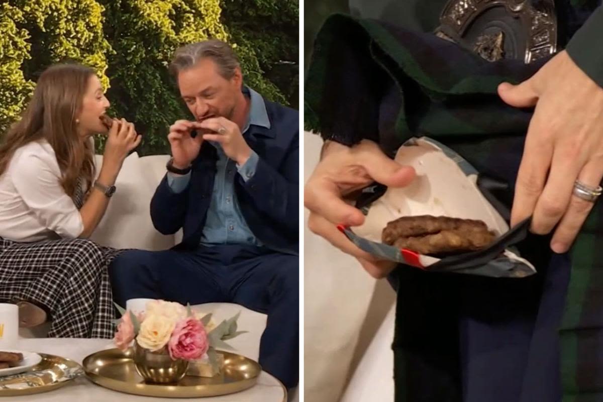 'The Drew Barrymore Show' reaches new levels of bizarre as James McAvoy eats sausage from under Ross Mathews' kilt