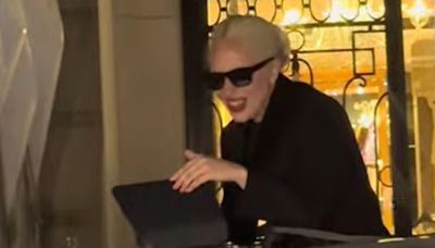 Lady Gaga previews new music outside Paris hotel