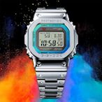 CASIO 卡西歐 G-SHOCK 全金屬 彩虹光譜 太陽能電波手錶 迎春好禮-百搭銀 GMW-B5000PC-1