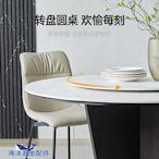 【現貨精選】雙虎 巖板餐桌圓桌轉盤家用現代輕奢大理石紋旋轉餐桌椅組合37