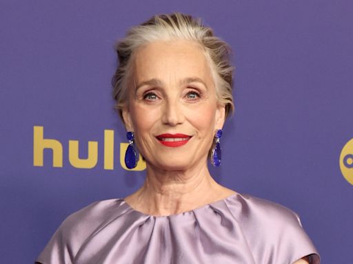 Dame Kristin Scott Thomas' silver hair and red lip is a timeless combo