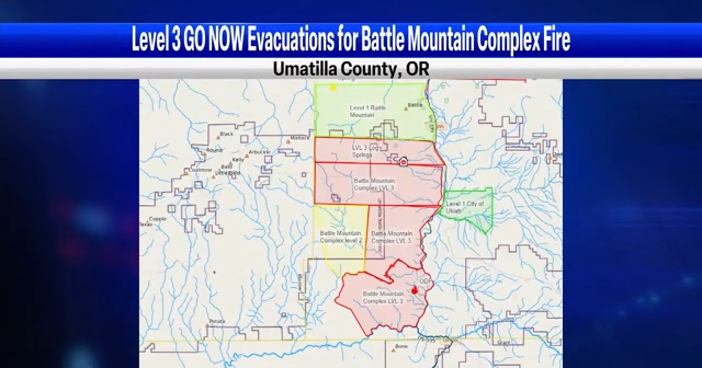 Battle Mountain Complex Fire in Umatilla County nears 2k acres, level 2 evacuations in place for City of Ukiah
